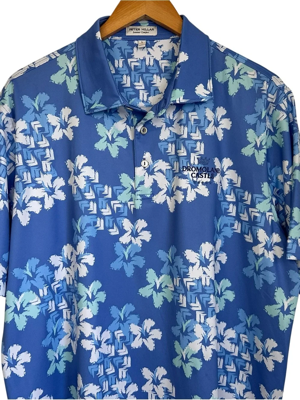Peter Millar Mens Summer Comfort Floral Golf Polo Shirt Sz Large Short Sleeve